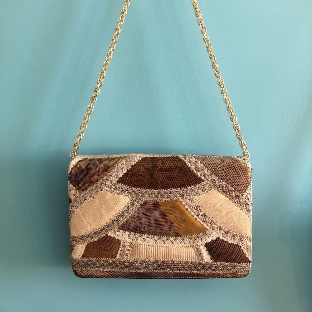 Marle Vintage Faux Snakeskin Patchwork Purse